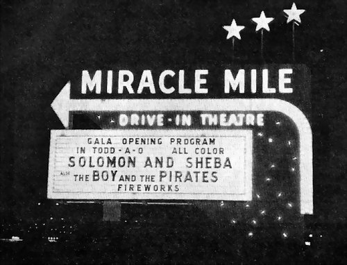 Miracle Mile Drive-In Theatre - MARQUEE AT NIGHT